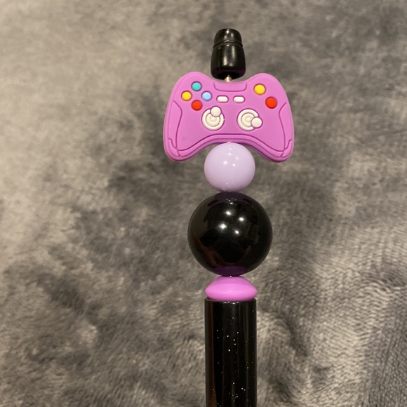 Purple game controller Black Glitter Beaded Pen Writing Stationary - Picture 2 of 3